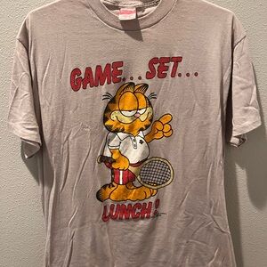 1978 Garfield Tennis Graphic T-Shirt - Gray